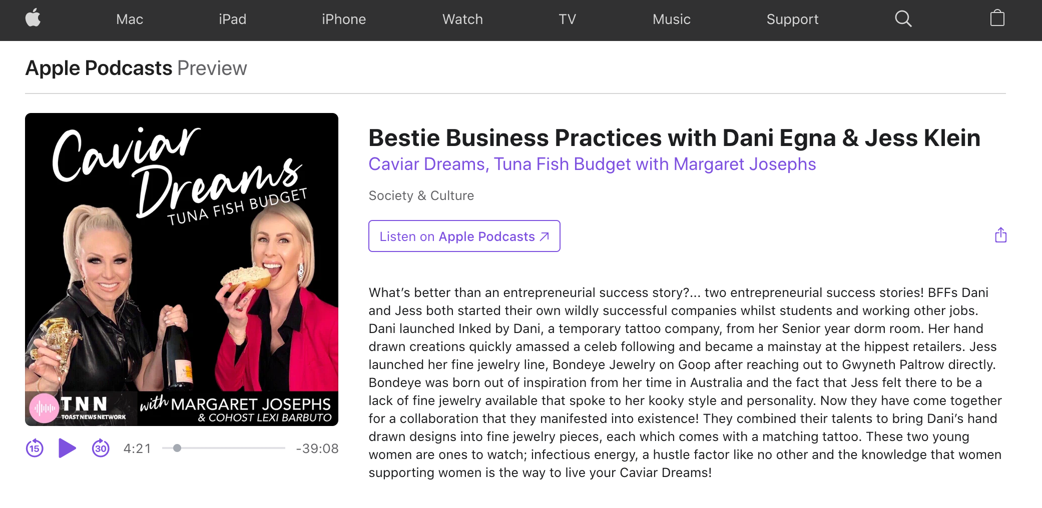 CAVIAR DREAMS TUNA FISH BUDGET: MARGARET JOSEPHS PODCAST