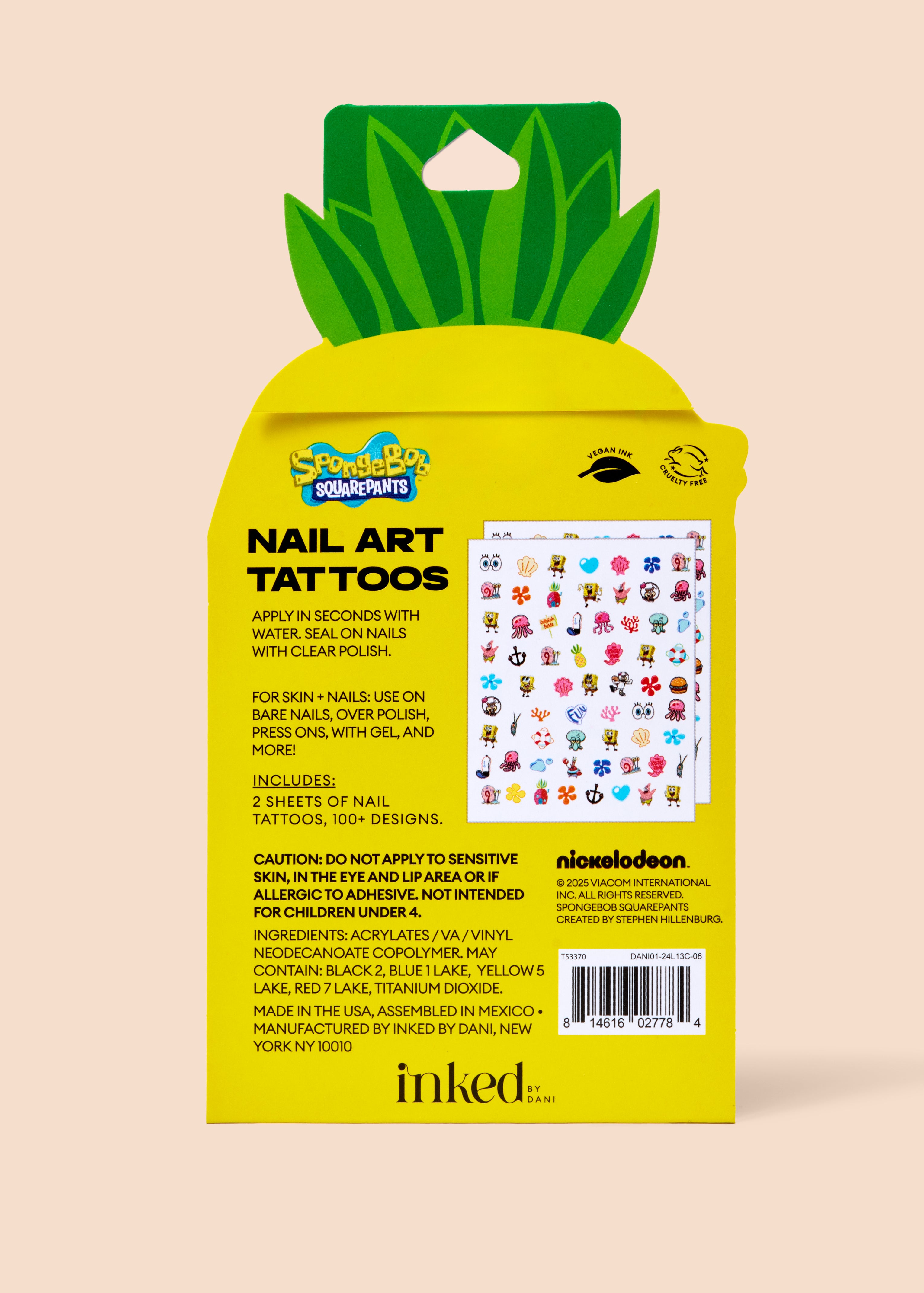 INKED by Dani x Spongebob Pineapple Nail Art
