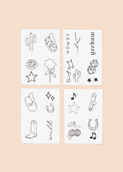 Disco Cowgirl Pack Temporary Tattoos