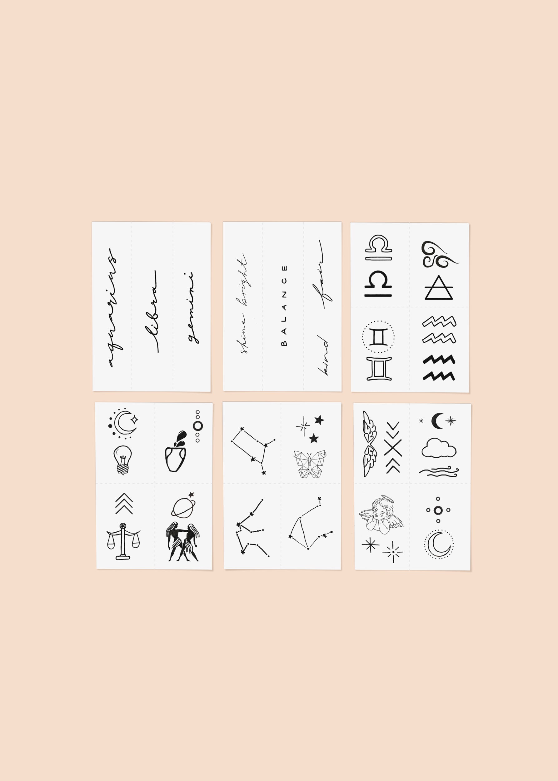 Gemini Zodiac Symbol Temporary Tattoo (Set of 3) – Small Tattoos